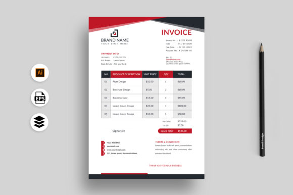 Download Modern Red and Black Invoice Vector - Vector Collection